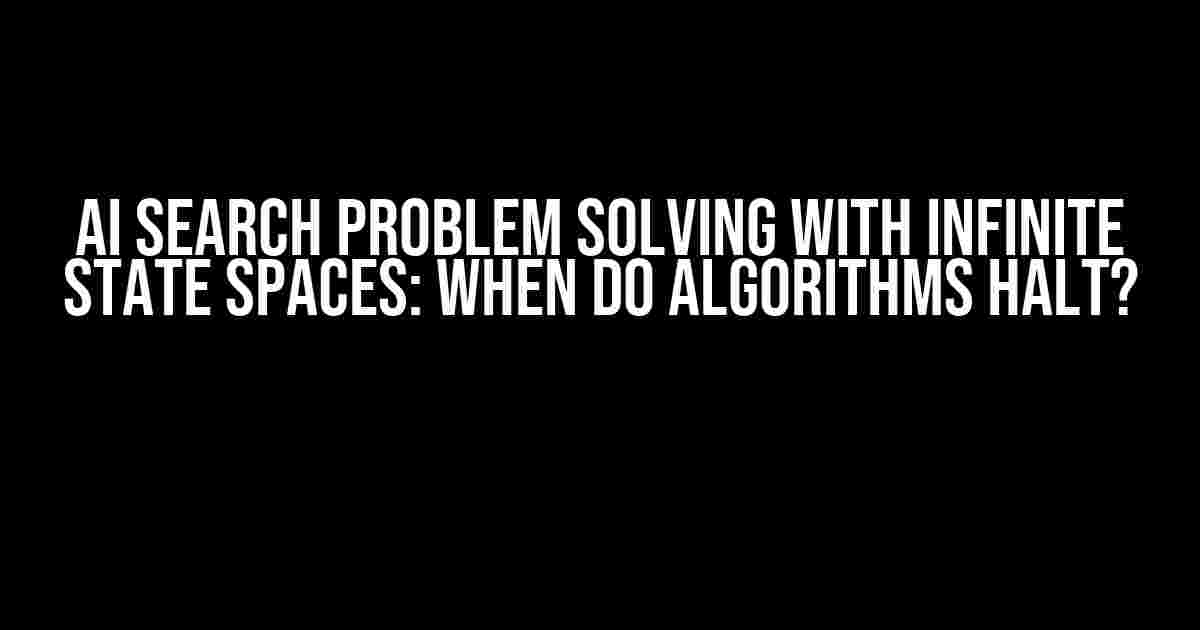 AI Search Problem Solving with Infinite State Spaces: When Do Algorithms Halt?